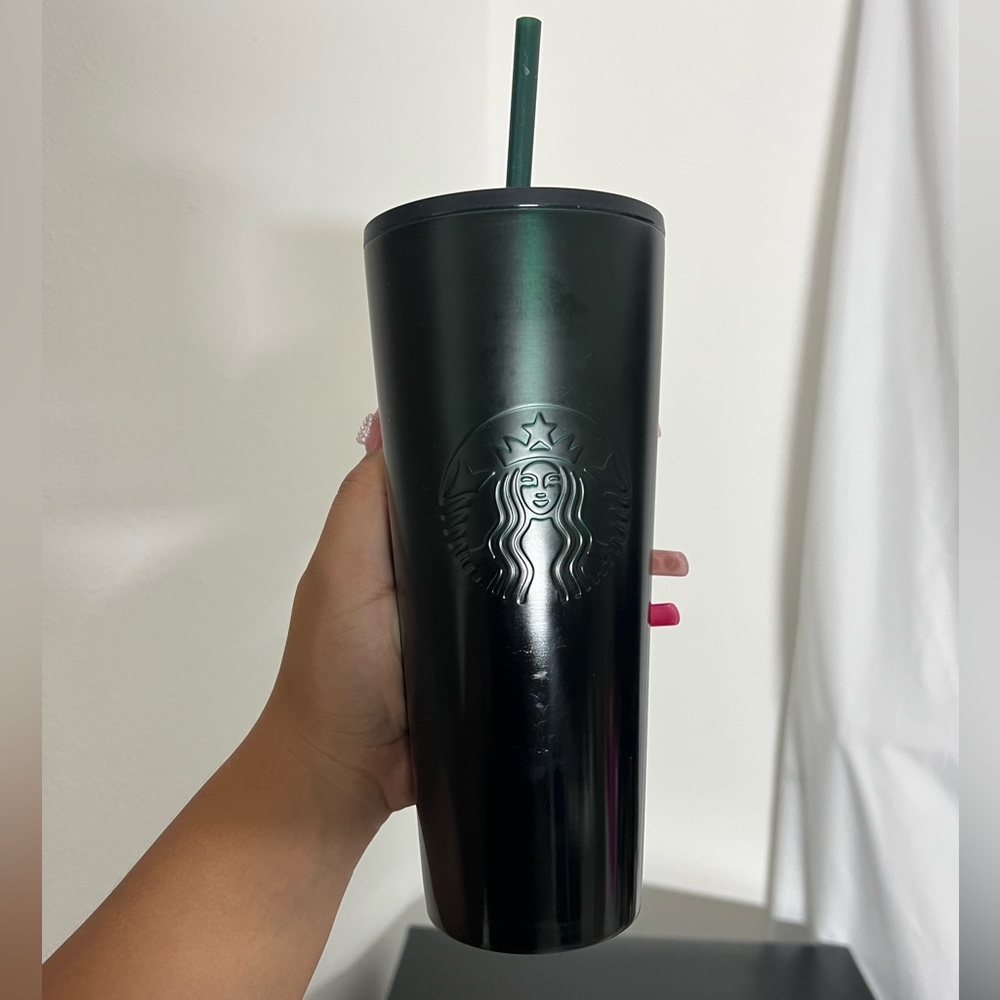 Starbucks cold cup stainless steel green to black ombre